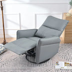 Fauteuil inclinable, pivotant et basculant en similicuir bleu-gris avec poches et dossier