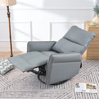 Fauteuil inclinable, pivotant et basculant en similicuir bleu-gris avec poches et dossier