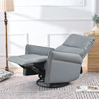 Fauteuil inclinable, pivotant et basculant en similicuir bleu-gris avec poches et dossier