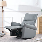 Fauteuil inclinable, pivotant et basculant en similicuir bleu-gris avec poches et dossier