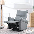 Fauteuil inclinable, pivotant et basculant en similicuir bleu-gris avec poches et dossier