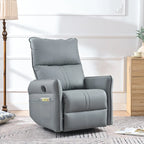 Fauteuil inclinable, pivotant et basculant en similicuir bleu-gris avec poches et dossier