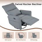 Fauteuil inclinable, pivotant et basculant en similicuir bleu-gris avec poches et dossier