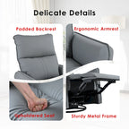 Fauteuil inclinable, pivotant et basculant en similicuir bleu-gris avec poches et dossier
