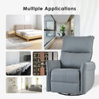 Fauteuil inclinable, pivotant et basculant en similicuir bleu-gris avec poches et dossier