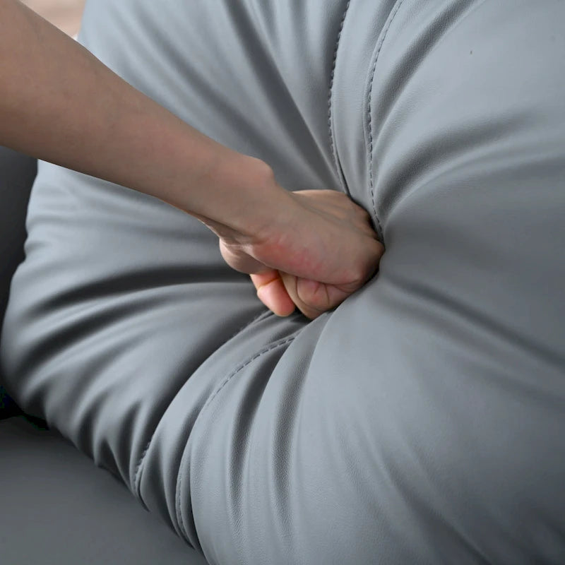 Fauteuil inclinable, pivotant et basculant en similicuir bleu-gris avec poches et dossier