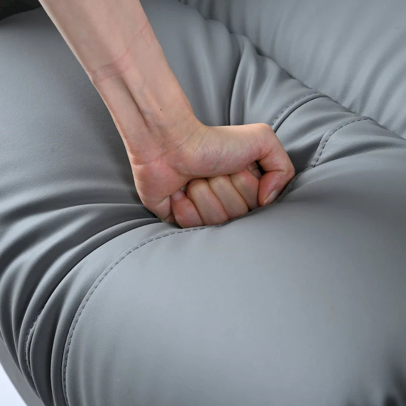 Fauteuil inclinable, pivotant et basculant en similicuir bleu-gris avec poches et dossier