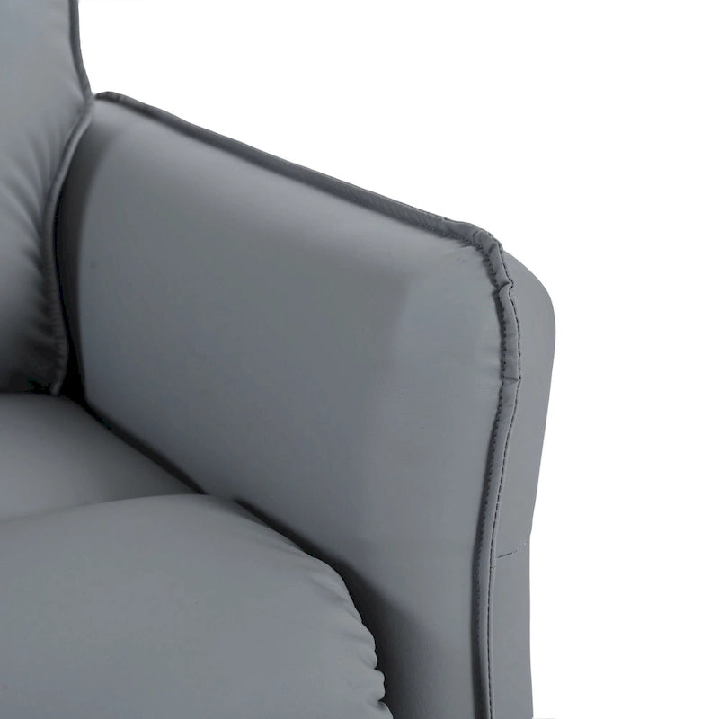 Fauteuil inclinable, pivotant et basculant en similicuir bleu-gris avec poches et dossier