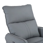 Fauteuil inclinable, pivotant et basculant en similicuir bleu-gris avec poches et dossier
