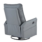 Fauteuil inclinable, pivotant et basculant en similicuir bleu-gris avec poches et dossier