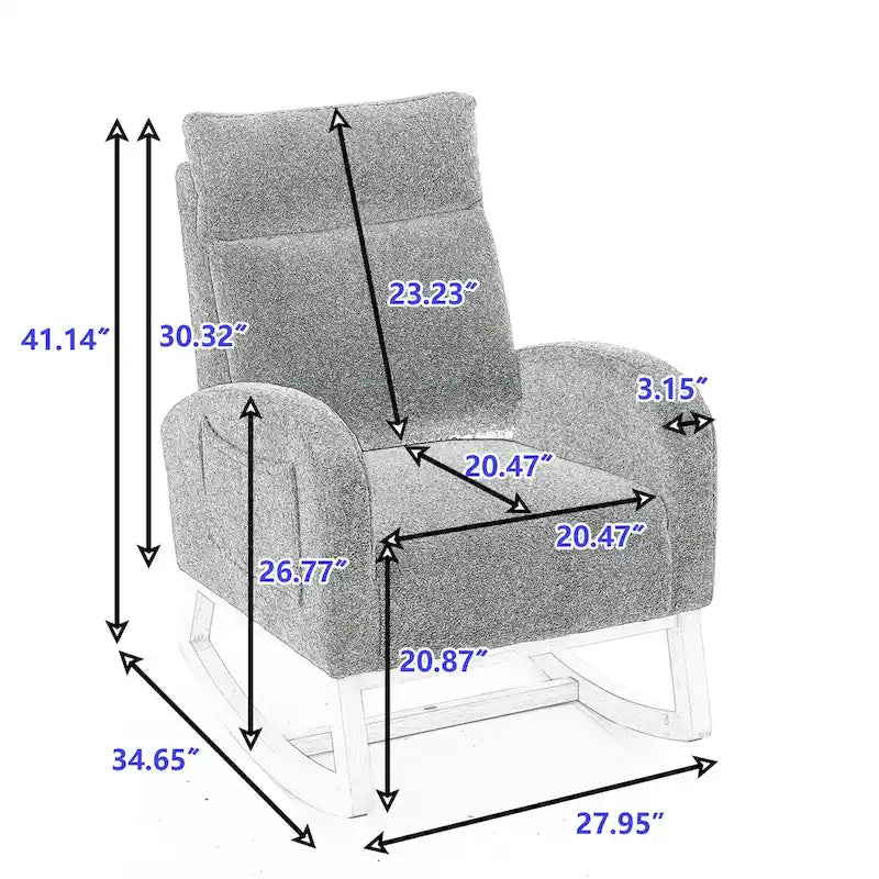 Fauteuil à bascule en tissu Teddy