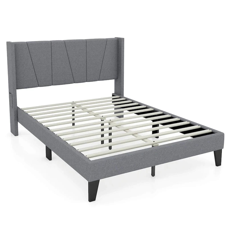 Cadre de lit rembourré grand format avec poches élastiques pour matelas