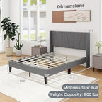 Cadre de lit rembourré grand format avec poches élastiques pour matelas