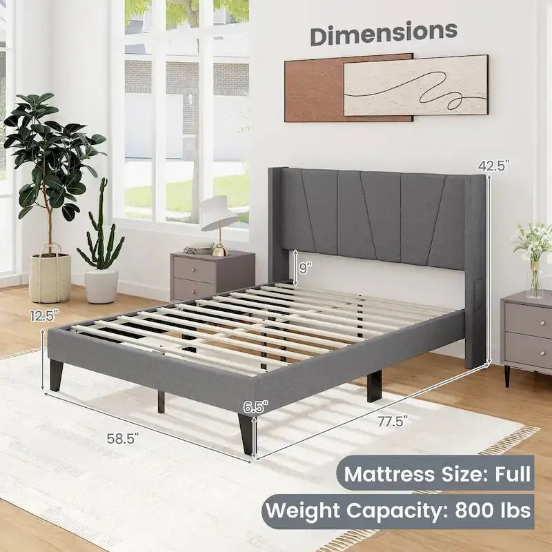 Cadre de lit rembourré grand format avec poches élastiques pour matelas