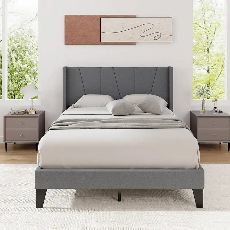 Cadre de lit rembourré grand format avec poches élastiques pour matelas
