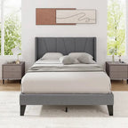 Cadre de lit rembourré grand format avec poches élastiques pour matelas