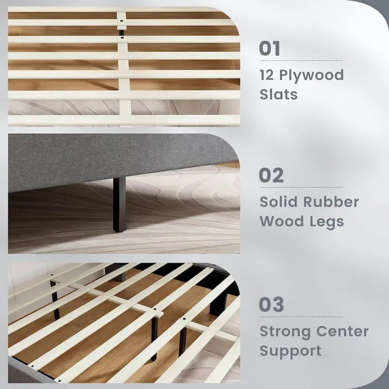 Cadre de lit rembourré grand format avec poches élastiques pour matelas