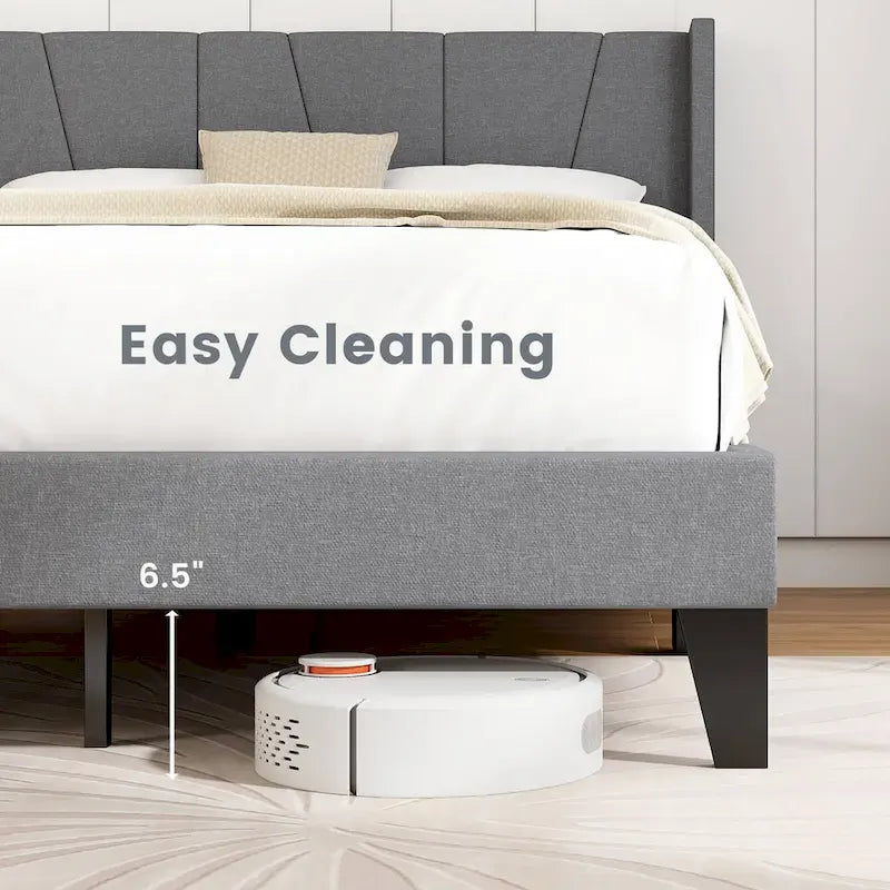Cadre de lit rembourré grand format avec poches élastiques pour matelas