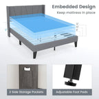 Cadre de lit rembourré grand format avec poches élastiques pour matelas