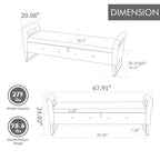 67,91 Banc de rangement en velours avec accoudoirs et cadre en bois pour chambre à coucher