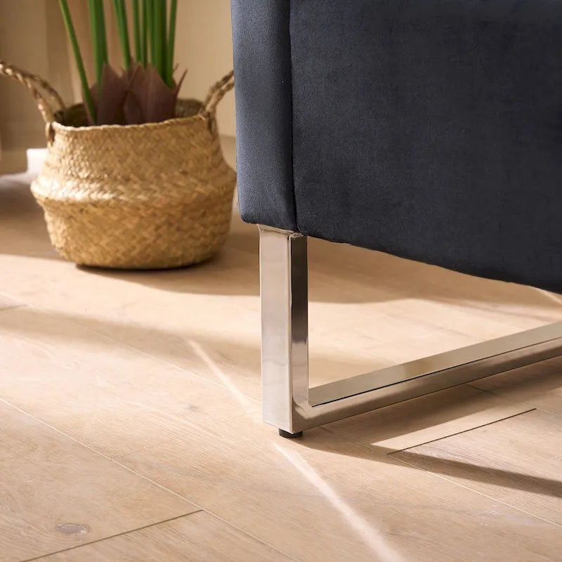 67,91 Banc de rangement en velours avec accoudoirs et cadre en bois pour chambre à coucher