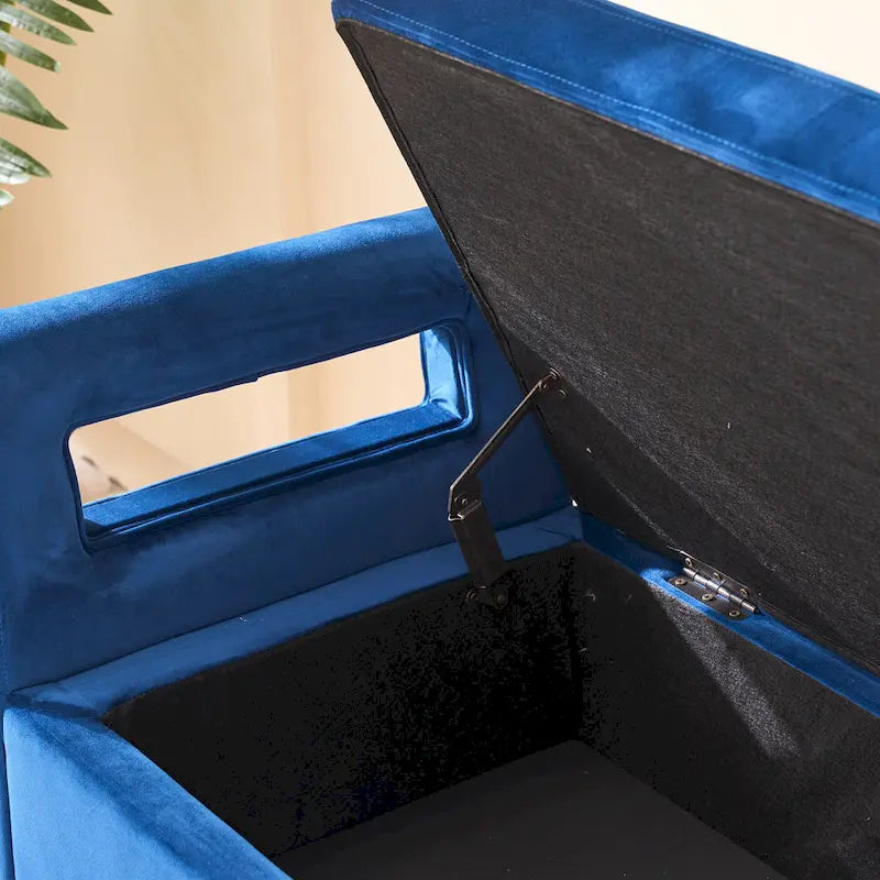 67,91 Banc de rangement en velours avec accoudoirs et cadre en bois pour chambre à coucher