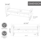67,91 Banc de rangement en velours avec accoudoirs et cadre en bois pour chambre à coucher