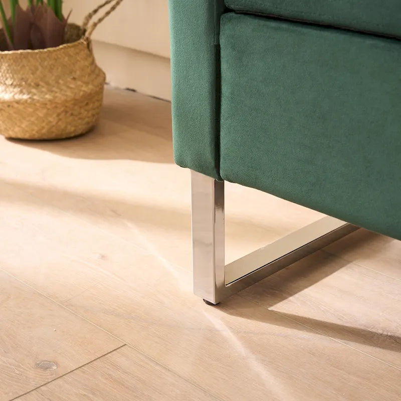 67,91 Banc de rangement en velours avec accoudoirs et cadre en bois pour chambre à coucher