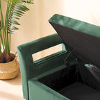67,91 Banc de rangement en velours avec accoudoirs et cadre en bois pour chambre à coucher