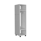 16 Armoire moderne à une porte avec trois étagères, roulettes et tringle de suspension pour chambre à coucher