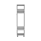 16 Armoire moderne à une porte avec trois étagères, roulettes et tringle de suspension pour chambre à coucher