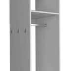 16 Armoire moderne à une porte avec trois étagères, roulettes et tringle de suspension pour chambre à coucher
