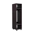 16 Armoire moderne à une porte avec trois étagères, roulettes et tringle de suspension pour chambre à coucher