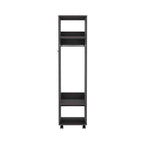 16 Armoire moderne à une porte avec trois étagères, roulettes et tringle de suspension pour chambre à coucher