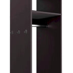 16 Armoire moderne à une porte avec trois étagères, roulettes et tringle de suspension pour chambre à coucher