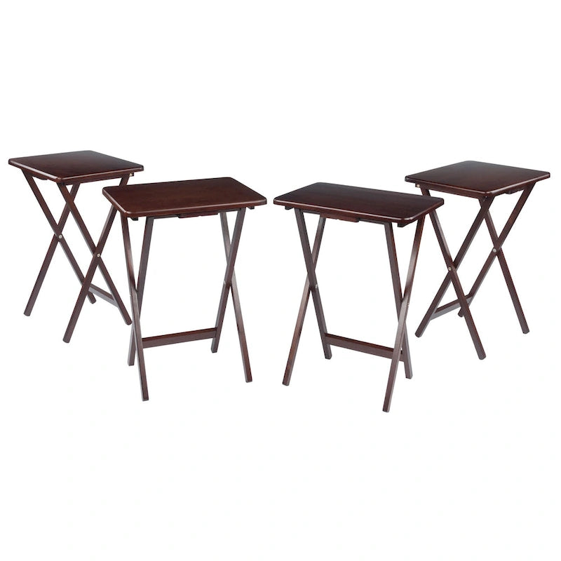 Ensemble de 4 tables d'appoint pliantes en noyer antique riche de 65,4 cm