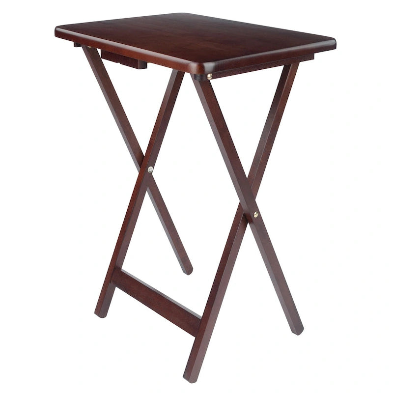 Ensemble de 4 tables d'appoint pliantes en noyer antique riche de 65,4 cm