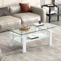 Table Basse en Verre Trempé à 2 Niveaux - 23,62 x 39,37 x 17,32