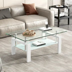 Table Basse en Verre Trempé à 2 Niveaux - 23,62 x 39,37 x 17,32