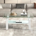 Table Basse en Verre Trempé à 2 Niveaux - 23,62 x 39,37 x 17,32