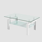 Table Basse en Verre Trempé à 2 Niveaux - 23,62 x 39,37 x 17,32