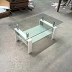 Table Basse en Verre Trempé à 2 Niveaux - 23,62 x 39,37 x 17,32