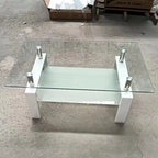 Table Basse en Verre Trempé à 2 Niveaux - 23,62 x 39,37 x 17,32