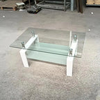Table Basse en Verre Trempé à 2 Niveaux - 23,62 x 39,37 x 17,32