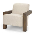 Fauteuil d'appoint en tissu beige avec structure en bois massif marron foncé