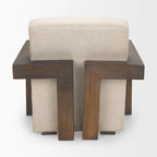Fauteuil d'appoint en tissu beige avec structure en bois massif marron foncé
