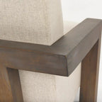 Fauteuil d'appoint en tissu beige avec structure en bois massif marron foncé