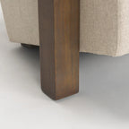 Fauteuil d'appoint en tissu beige avec structure en bois massif marron foncé