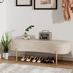 Banc, Banc ottoman moderne, Banc de lit, Banc d'entrée avec pieds dorés pour le salon