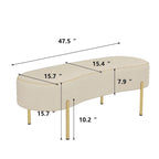 Banc, Banc ottoman moderne, Banc de lit, Banc d'entrée avec pieds dorés pour le salon